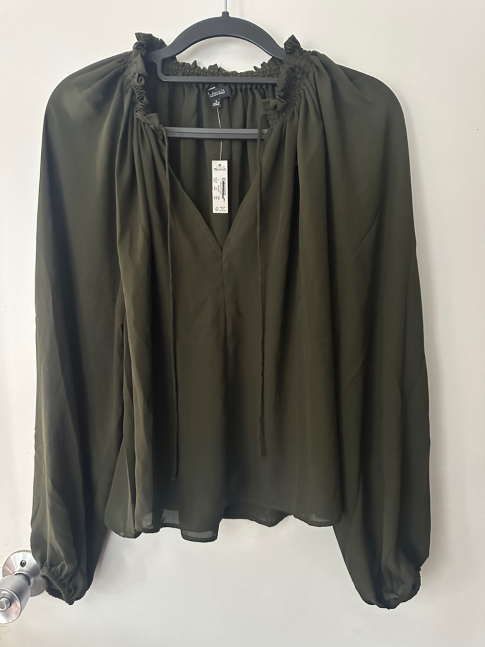 Madewell Olive Peasant Blouse - Picture 4 of 9